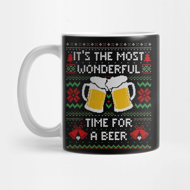 It's the Most Wonderful Time For a Beer Funny Ugly Christmas Sweater by eduely